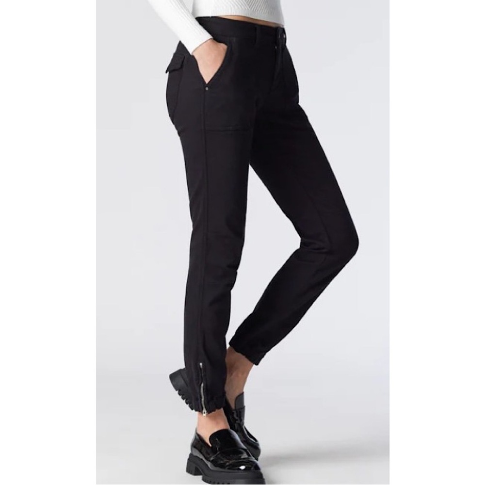 Mavi Ivy Slim Cargo Mid Rise Pant, Black - Size 24 - Picture 2 of 11